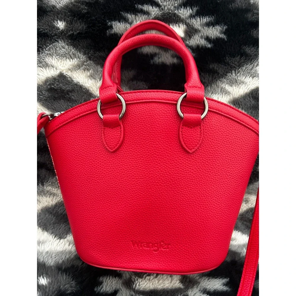 Wrangler Red Paisley Canvas Mini‎ Tote Crossbody Bag Western Handbag NEW